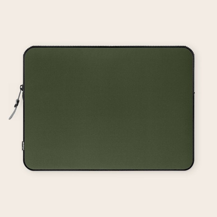 Moss Green Solid Color Laptop Sleeve Gallery Image 1