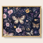 Night Garden Flowers Watercolor Moths Dark Purple Serving Tray Gallery Image 1