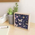 Night Garden Flowers Watercolor Moths Dark Purple Mini Art Print Gallery Image 2