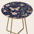 Night Garden Flowers Watercolor Moths Dark Purple Side Table Gallery Image 2