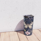 Night Garden Flowers Watercolor Moths Dark Purple Travel Mug Gallery Image 4