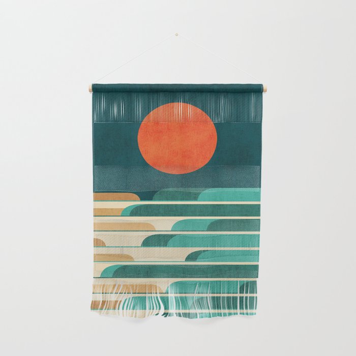 Chasing wave under the red moon Wall Hanging Gallery Image 1