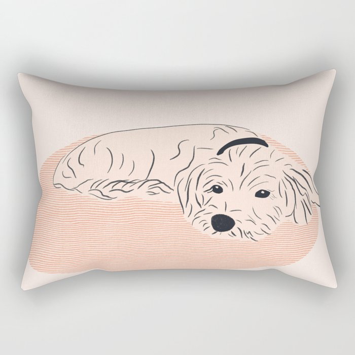 Cosy dog cream version Rectangular Pillow Gallery Image 2