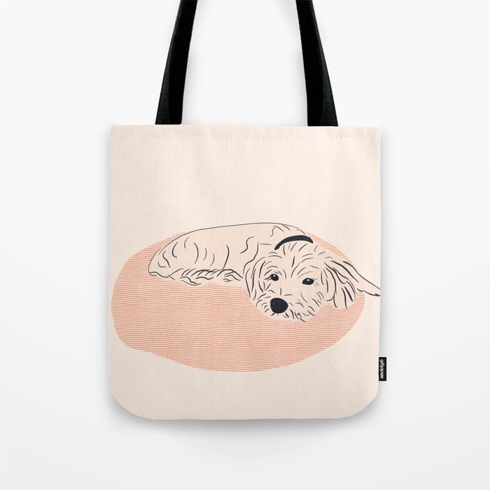 Cosy dog cream version Tote Bag Gallery Image 1