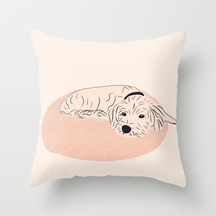 Cosy dog cream version Throw Pillow Gallery Image 6