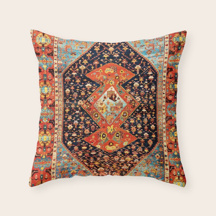 Bakshaish Antique Persian Carpet Print Throw Pillow Gallery Image 1