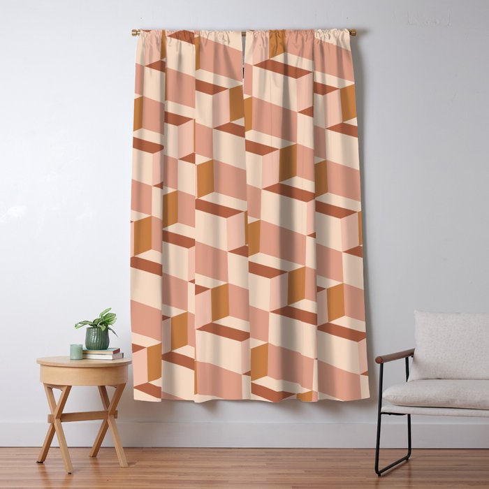 Cuboid Geometric Abstract Shapes Pattern IX Window Curtain Gallery Image 5