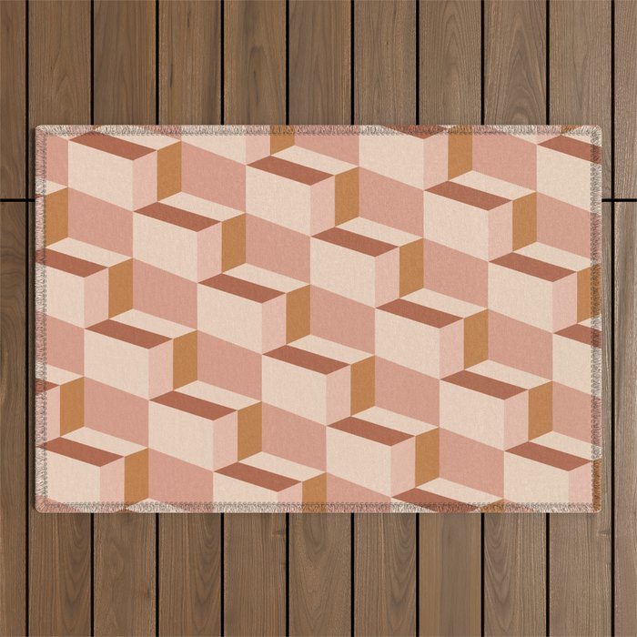 Cuboid Geometric Abstract Shapes Pattern IX Outdoor Rug Gallery Image 1