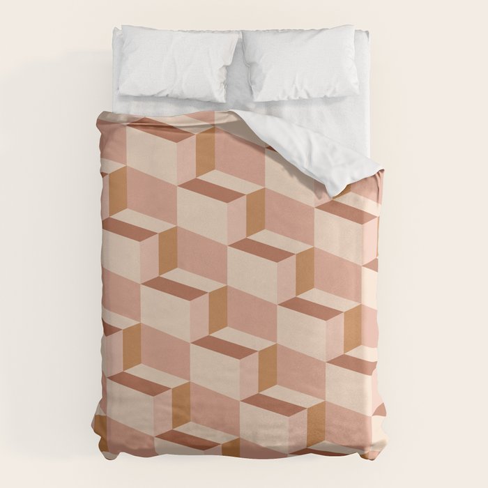 Cuboid Geometric Abstract Shapes Pattern IX Duvet Cover Gallery Image 6