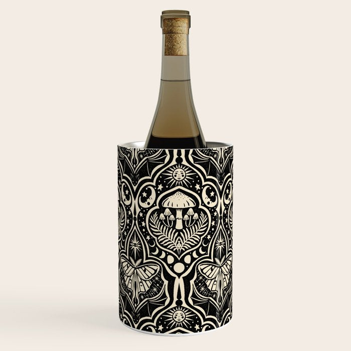 Celestial Forest Damask - black and cream Wine Chiller Gallery Image 3