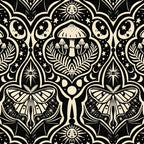 Celestial Forest Damask - black and cream Coffee Mug Gallery Image 2