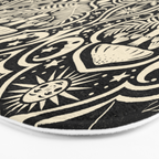 Celestial Forest Damask - black and cream Bath Mat Gallery Image 3