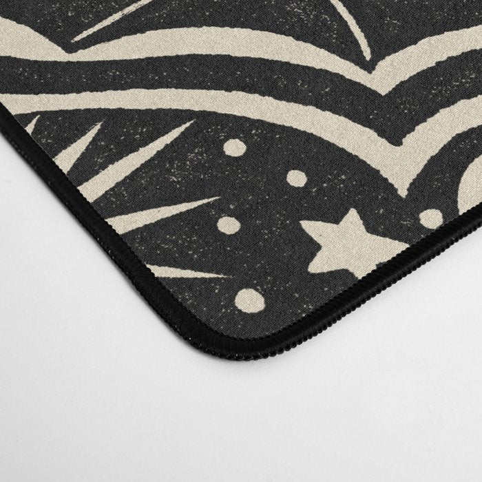 Celestial Forest Damask - black and cream Desk Mat Gallery Image 4