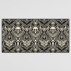 Celestial Forest Damask - black and cream Desk Mat Gallery Image 3