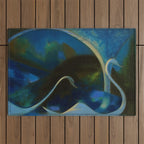 Swans (Night) Central Park, Gapstow Bridge New York by Joseph Stella Outdoor Rug Gallery Image 1