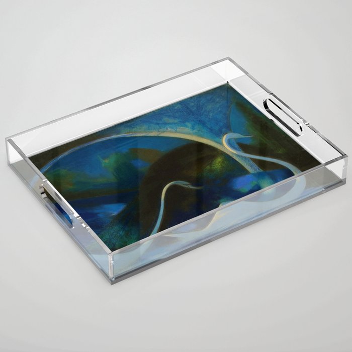 Swans (Night) Central Park, Gapstow Bridge New York by Joseph Stella Acrylic Tray Gallery Image 1