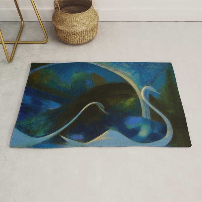Swans (Night) Central Park, Gapstow Bridge New York by Joseph Stella Rug Gallery Image 1