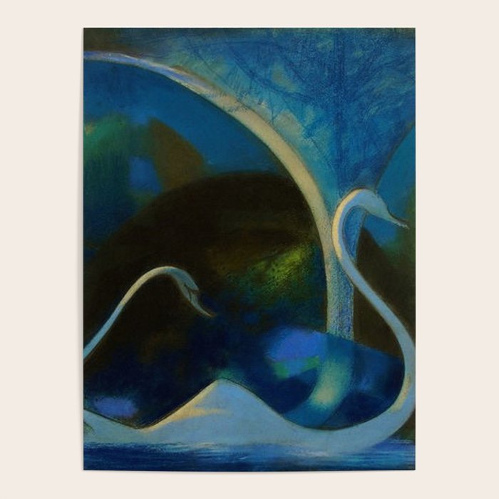 Swans (Night) Central Park, Gapstow Bridge New York by Joseph Stella Poster Gallery Image 1