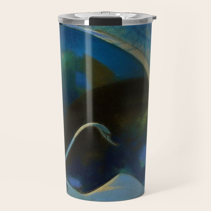 Swans (Night) Central Park, Gapstow Bridge New York by Joseph Stella Travel Mug Gallery Image 1