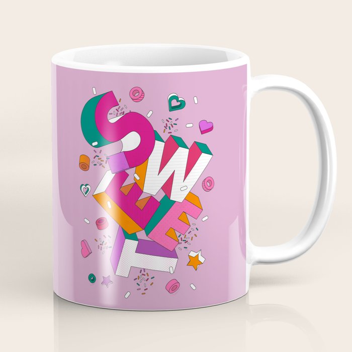 SWEET - colorful typography on pink Coffee Mug Gallery Image 1