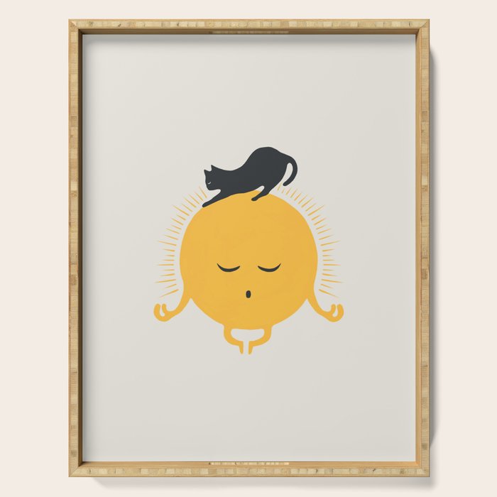 Good Meowâing 8 soulmate sun meditation  Serving Tray Gallery Image 1