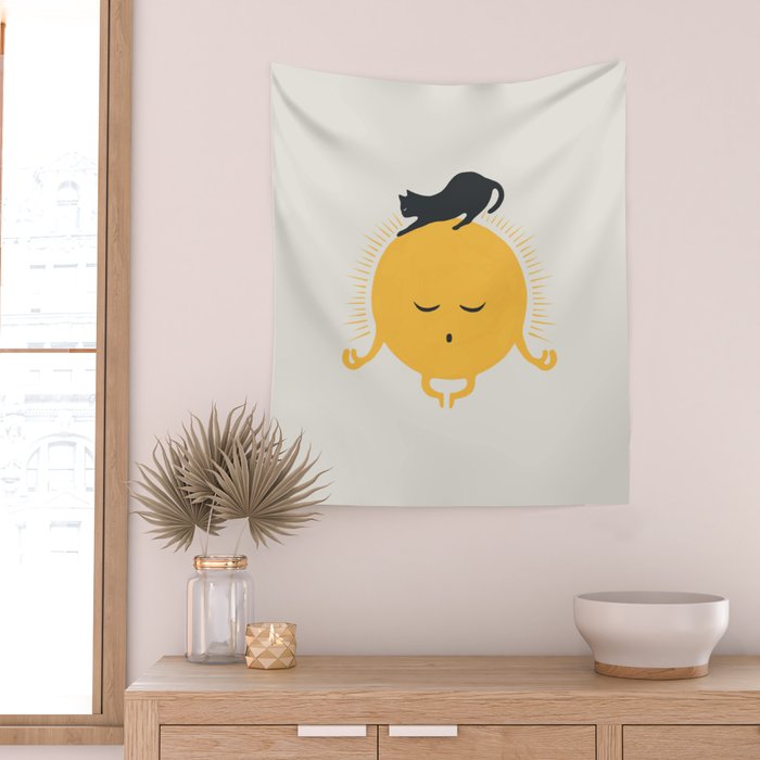 Good Meowâing 8 soulmate sun meditation  Wall Tapestry Gallery Image 2