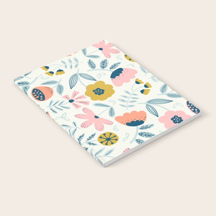 Cute Vintage Flower Pattern Scandinavian Folk Art Notebook Gallery Image 2