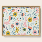 Cute Vintage Flower Pattern Scandinavian Folk Art Serving Tray Gallery Image 1