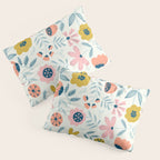 Cute Vintage Flower Pattern Scandinavian Folk Art Pillow Sham Gallery Image 3