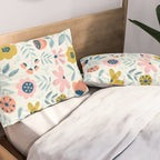 Cute Vintage Flower Pattern Scandinavian Folk Art Pillow Sham Gallery Image 2