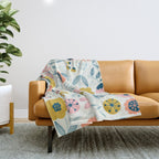 Cute Vintage Flower Pattern Scandinavian Folk Art Throw Blanket Gallery Image 1