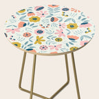 Cute Vintage Flower Pattern Scandinavian Folk Art Side Table Gallery Image 2