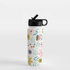 Cute Vintage Flower Pattern Scandinavian Folk Art Water Bottle Gallery Image 1