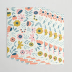 Cute Vintage Flower Pattern Scandinavian Folk Art Wrapping Paper Gallery Image 3