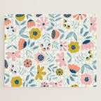 Cute Vintage Flower Pattern Scandinavian Folk Art Jigsaw Puzzle Gallery Image 1