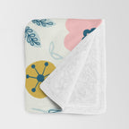 Cute Vintage Flower Pattern Scandinavian Folk Art Throw Blanket Gallery Image 3