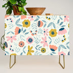 Cute Vintage Flower Pattern Scandinavian Folk Art Credenza Gallery Image 1