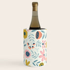 Cute Vintage Flower Pattern Scandinavian Folk Art Wine Chiller Gallery Image 1