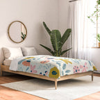Cute Vintage Flower Pattern Scandinavian Folk Art Comforter Gallery Image 2