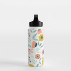 Cute Vintage Flower Pattern Scandinavian Folk Art Water Bottle Gallery Image 3