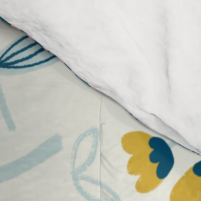 Cute Vintage Flower Pattern Scandinavian Folk Art Comforter Gallery Image 4