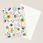 Cute Vintage Flower Pattern Scandinavian Folk Art Stationery Card Gallery Image 2