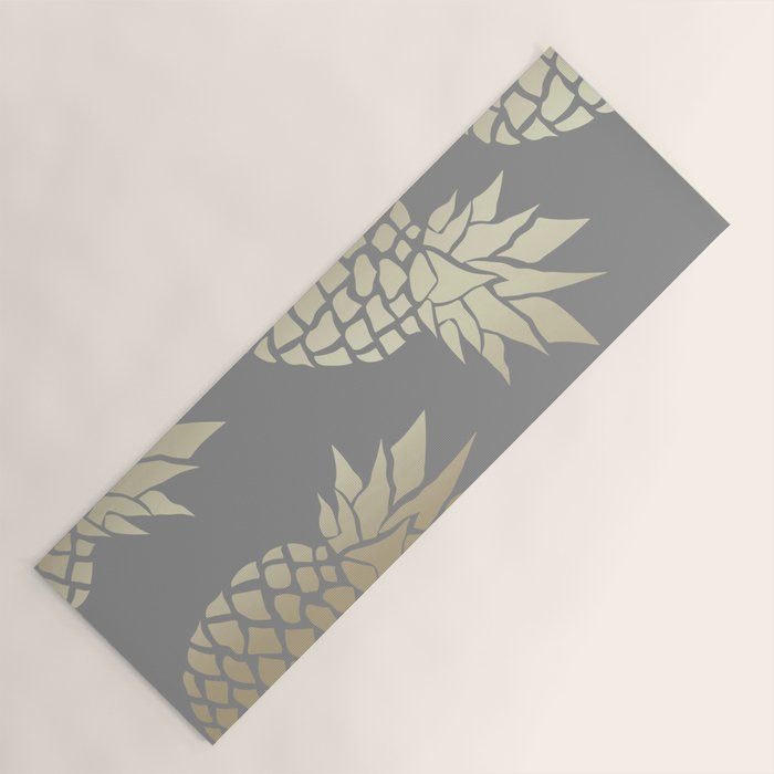 Glam Pineapple Art in Gray and Gold Yoga Mat Gallery Image 1