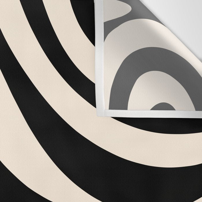 New Groove Retro Swirl Abstract Black and Almond Cream Wall Tapestry Gallery Image 3