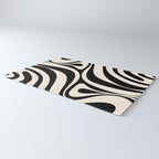 New Groove Retro Swirl Abstract Black and Almond Cream Rug Gallery Image 3