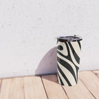 New Groove Retro Swirl Abstract Black and Almond Cream Travel Mug Gallery Image 4