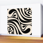 New Groove Retro Swirl Abstract Black and Almond Cream Wall Mural Gallery Image 2