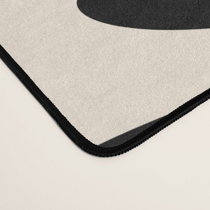 New Groove Retro Swirl Abstract Black and Almond Cream Desk Mat Gallery Image 4