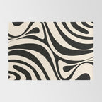 New Groove Retro Swirl Abstract Black and Almond Cream Rug Gallery Image 2