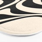 New Groove Retro Swirl Abstract Black and Almond Cream Bath Mat Gallery Image 3